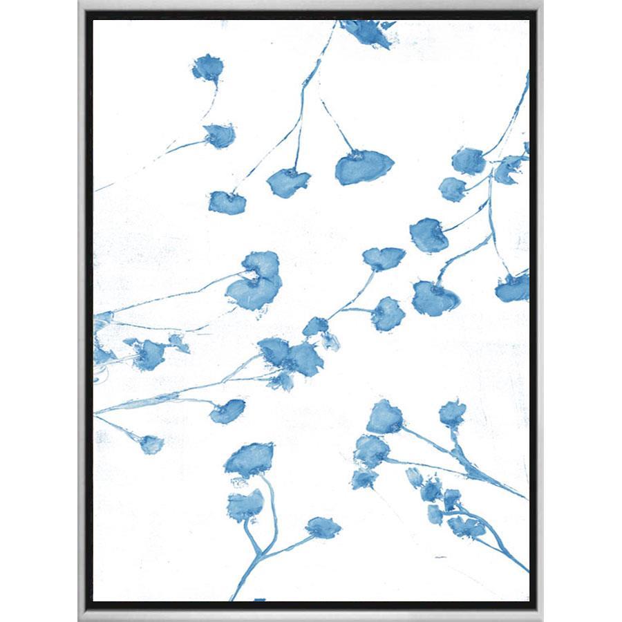 FG3070C01 Giclée on Matte Canvas, framed Floating in a Contemporary Silver Floater Frame #7662. This frame has a 2in profile in black. Finished Size: W 32.00 in x H 42.00 in