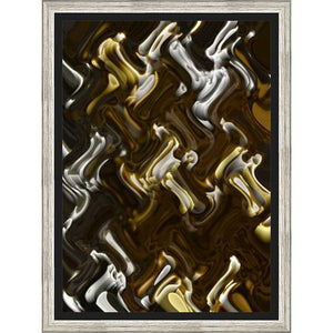FG3138C01 Giclée on Matte Canvas, framed Floating in a Contemporary Silver Floater Frame #7662. This frame has a 2in profile in black. Finished Size: W 12.90 in x H 17.20 in
