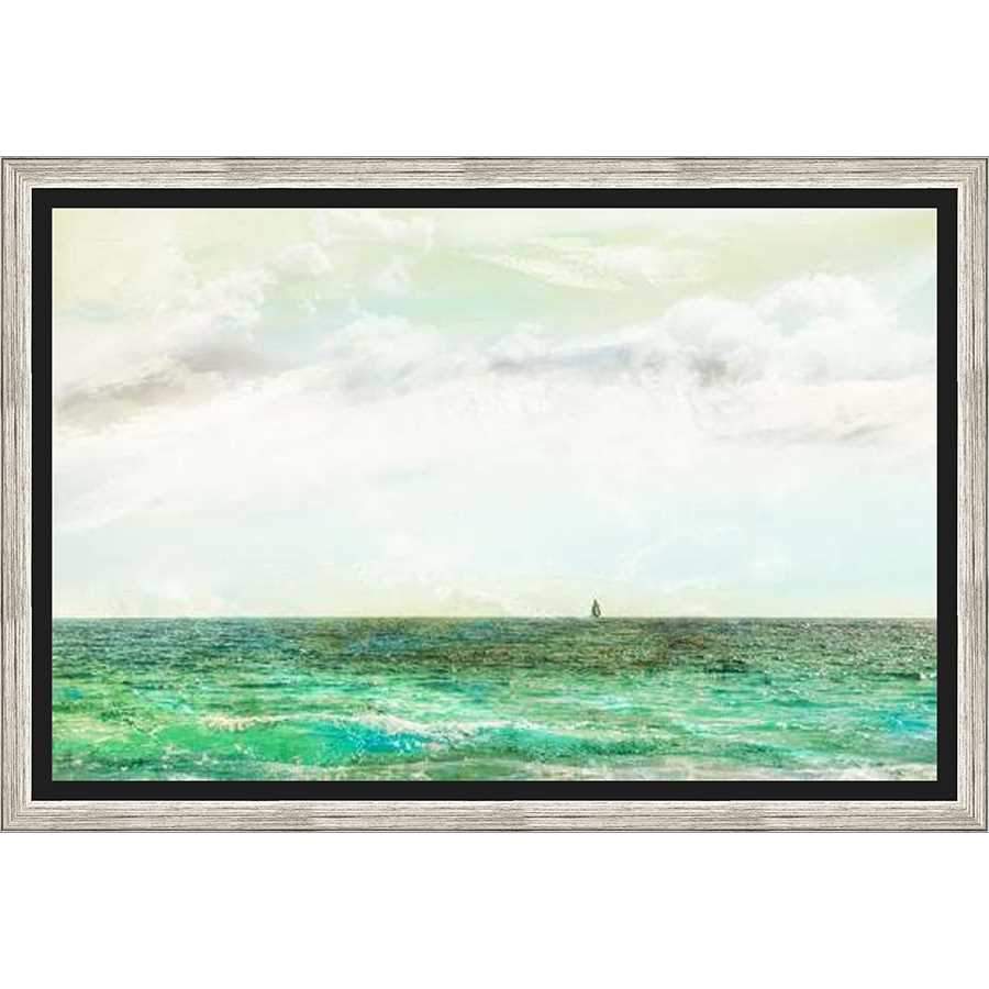 FG3146C01 Giclée on Matte Canvas, framed Floating in a Contemporary Silver Floater Frame #7662. This frame has a 2in profile in black. Finished Size: W 20.00 in x H 14.00 in