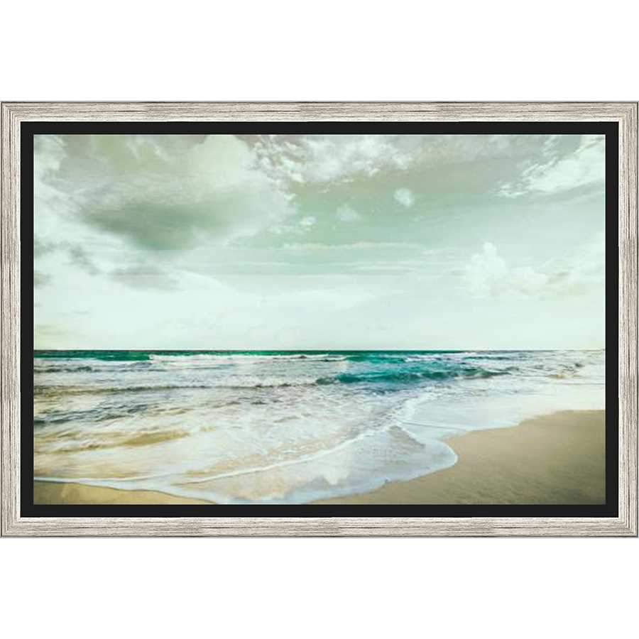 FG3147C01 Giclée on Matte Canvas, framed Floating in a Contemporary Silver Floater Frame #7662. This frame has a 2in profile in black. Finished Size: W 20.00 in x H 14.00 in