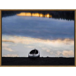FG3155C01 Giclée on Matte Canvas, framed Floating in a Contemporary Gold Floater Frame #7663. This frame has a 2in profile in black. Finished Size: W 32.00 in x H 42.00 in