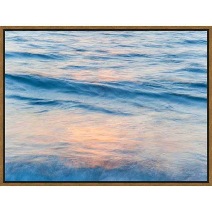 FG3164C01 Giclée on Matte Canvas, framed Floating in a Contemporary Gold Floater Frame #7663. This frame has a 2in profile in black. Finished Size: W 42.00 in x H 32.00 in