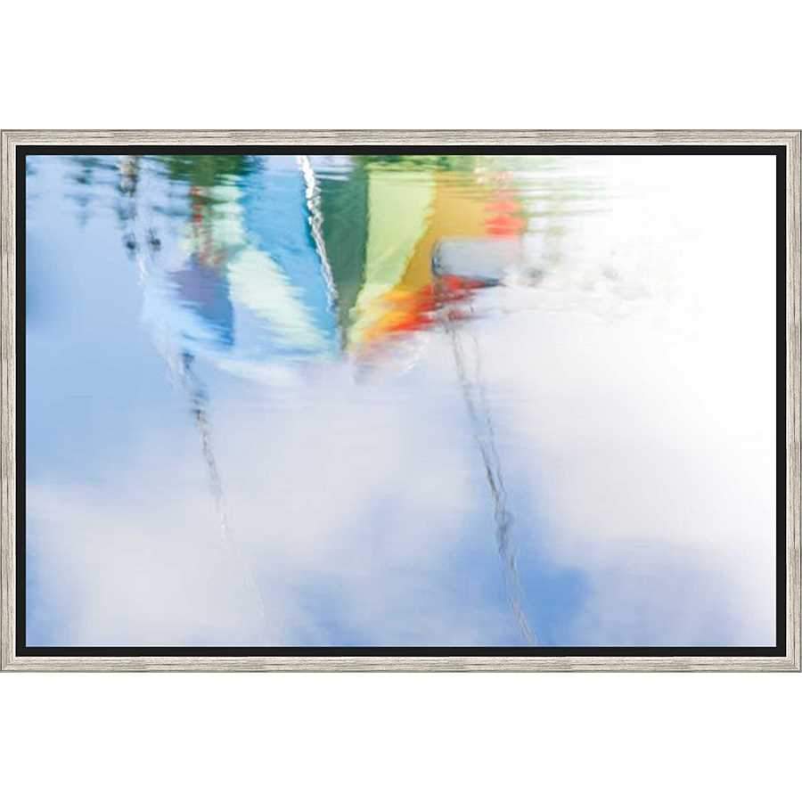 FG3167C01 Giclée on Matte Canvas, framed Floating in a Contemporary Silver Floater Frame #7662. This frame has a 2in profile in black. Finished Size: W 32.00 in x H 22.00 in
