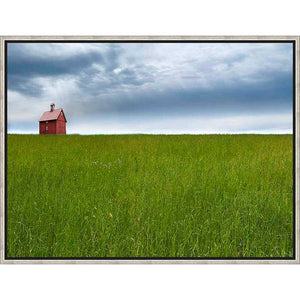 FG4061C01 Giclée on Matte Canvas, framed Floating in a Contemporary Silver Floater Frame #7662. This frame has a 2in profile in black. Finished Size: W 42.00 in x H 32.00 in