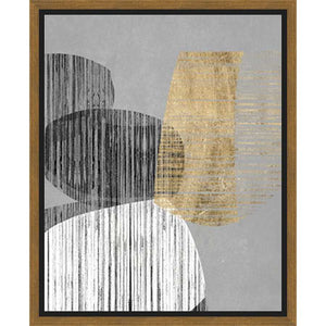FG4084C02 Giclée on Matte Canvas, framed Floating in a Contemporary Gold Floater Frame #7663. This frame has a 2in profile in black. Finished Size: W 18.00 in x H 22.00 in