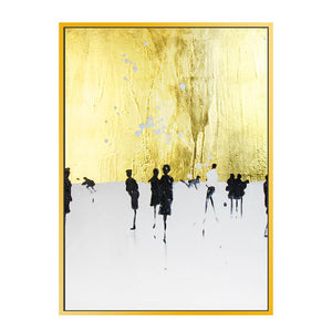 FH5005C01 Giclée on Matte Canvas, framed in a Contemporary Gold Frame #10621. This frame has a 1.875in profile in brown.
Embellished with Gold Foil Finished Size: W 50.00 in x H 74.00 in