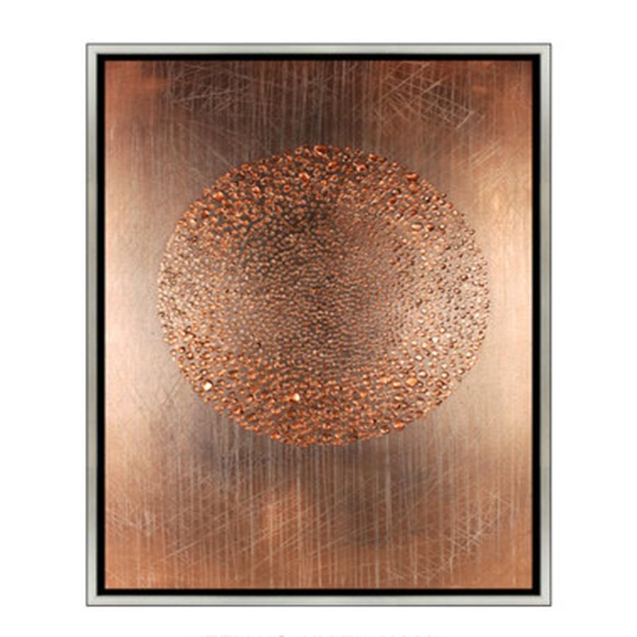 FH5020C01 Giclée on Matte Canvas, framed Floating in a Contemporary Silver Floater Frame #7662. This frame has a 2in profile in black.
Copper Foil Finished Size: W 30.00 in x H 38.00 in