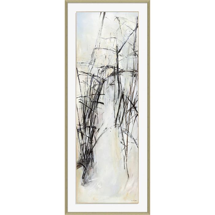 FH6016C03 Hand-Painted Original Oil on Matte Canvas, framed Floating in a Contemporary Silver Floater Frame #7662. This frame has a 2in profile in black.
Texturized Finished Size: W 32.00 in x H 82.00 in