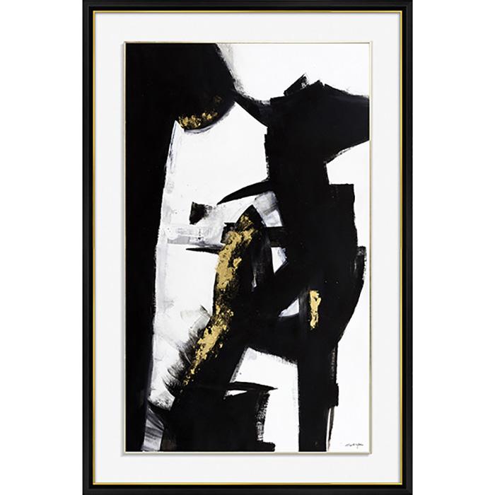 FH6017C02 Hand-Painted Original Oil on Matte Canvas, framed in a Contemporary Black Frame #7601. This frame has a 2in matching profile.
Embellised with Gold Foil Finished Size: W 32.00 in x H 50.00 in