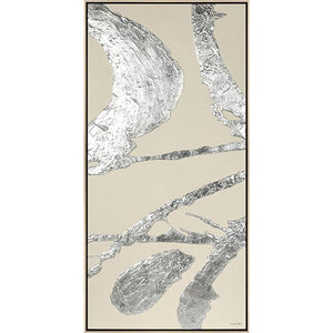 FG6033C03 Giclée on Board, framed Floating in a Contemporary Silver Floater Frame #7662. This frame has a 2in profile in black.
Embellished with Silver Foil Finished Size: W 34.00 in x H 66.00 in