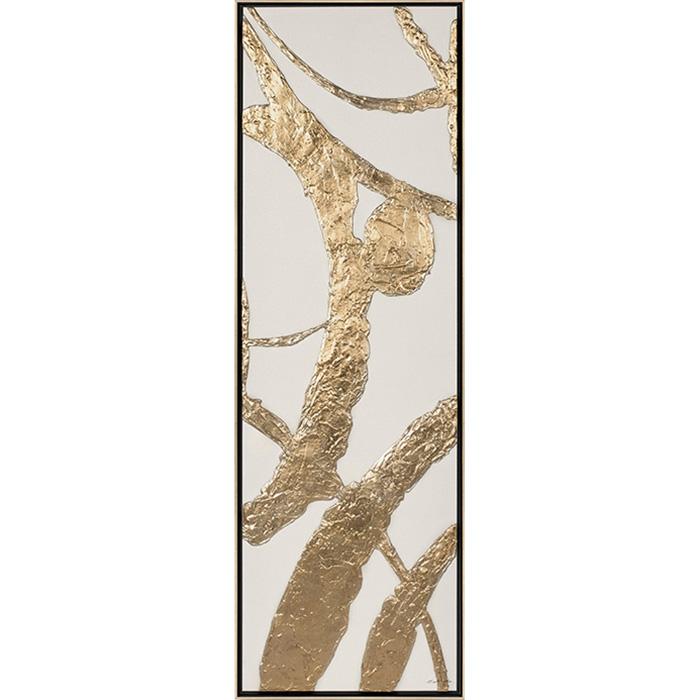 FG6034C02 Giclée on Board, framed Floating in a Contemporary Gold Floater Frame #7663. This frame has a 2in profile in black.
Embellished with Gold Foil Finished Size: W 22.00 in x H 62.00 in