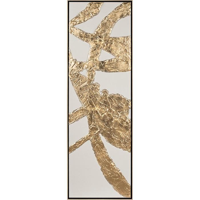 FG6034C03 Giclée on Board, framed Floating in a Contemporary Gold Floater Frame #7663. This frame has a 2in profile in black.
Embellished with Gold Foil Finished Size: W 22.00 in x H 62.00 in
