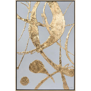 FG6035C02 Giclée on Board, framed Floating in a Contemporary Gold Floater Frame #7663. This frame has a 2in profile in black.
Embellished with Gold Foil Finished Size: W 32.00 in x H 50.00 in