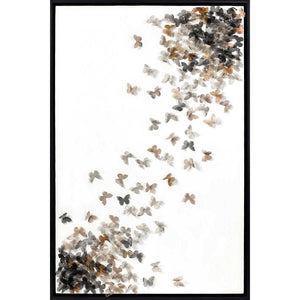 FG6041C01 3D Art composed of Silk Butterflies, framed Floating in a Contemporary Black Frame. Finished Size: W 30.00 in x H 48.00 in