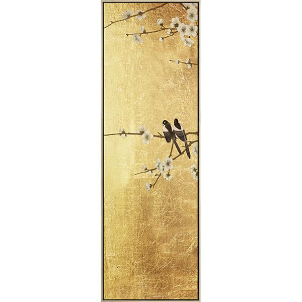 FH6T01C01 Hand-Painted Original Oil on Matte Canvas, framed Floating in a Contemporary Gold Frame.
Embellished with Gold Foil Finished Size: W 26.00 in x H 74.00 in