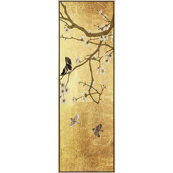FH6T01C02 Hand-Painted Original Oil on Matte Canvas, framed Floating in a Contemporary Gold Frame.
Embellished with Gold Foil Finished Size: W 26.00 in x H 74.00 in