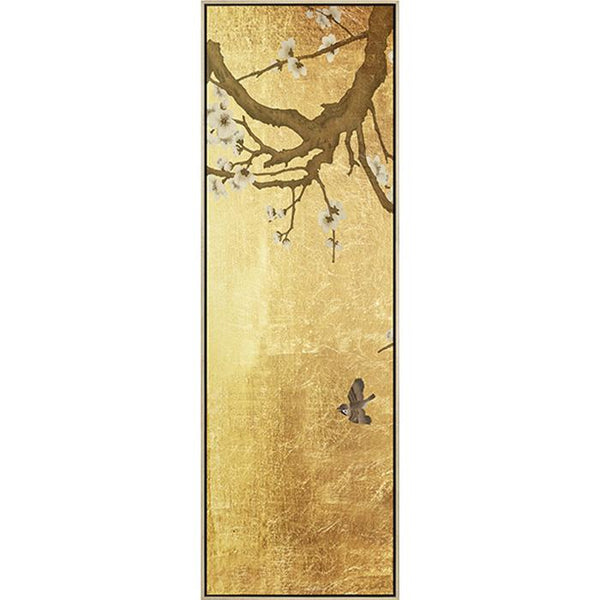 FH6T01C03 Hand-Painted Original Oil on Matte Canvas, framed Floating in a Contemporary Gold Frame.
Embellished with Gold Foil Finished Size: W 26.00 in x H 74.00 in