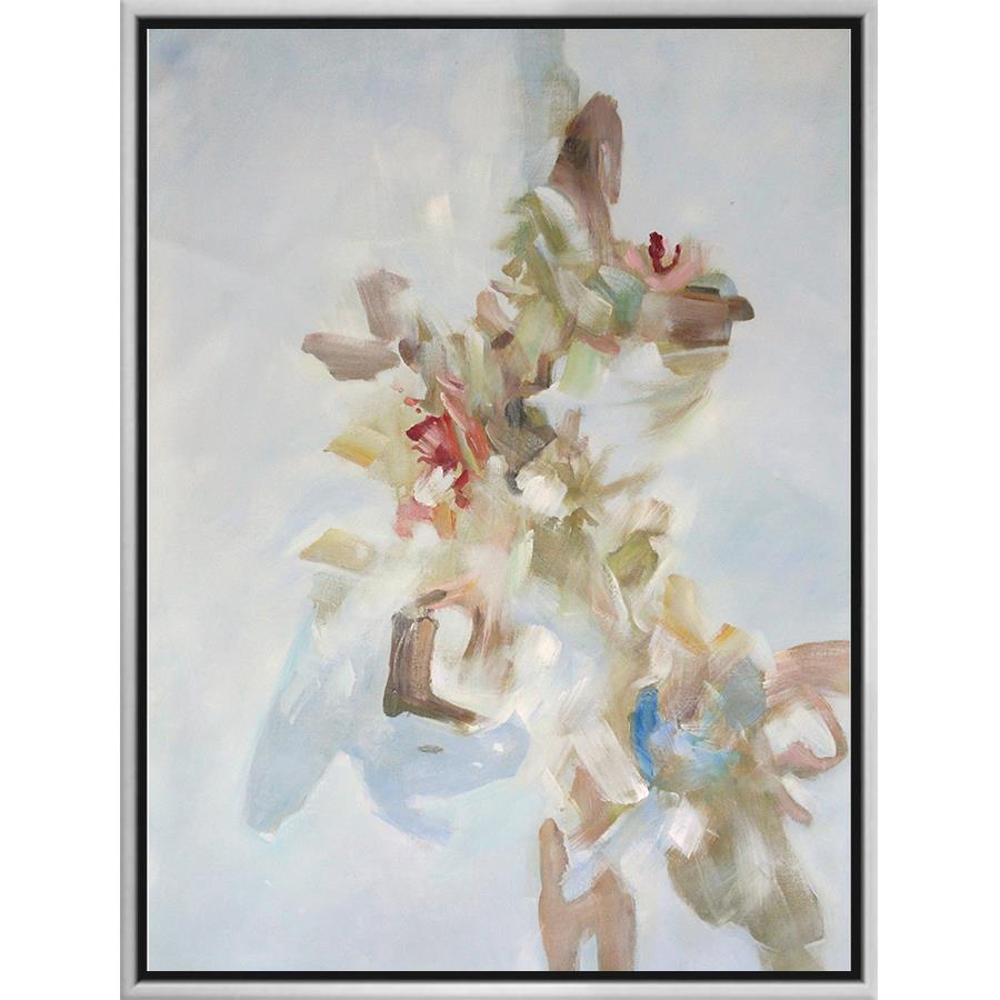 FH7002C01 Hand-Painted Original Oil on Matte Canvas, framed Floating in a Contemporary Silver Floater Frame #7662. This frame has a 2in profile in black. Finished Size: W 38.00 in x H 49.00 in