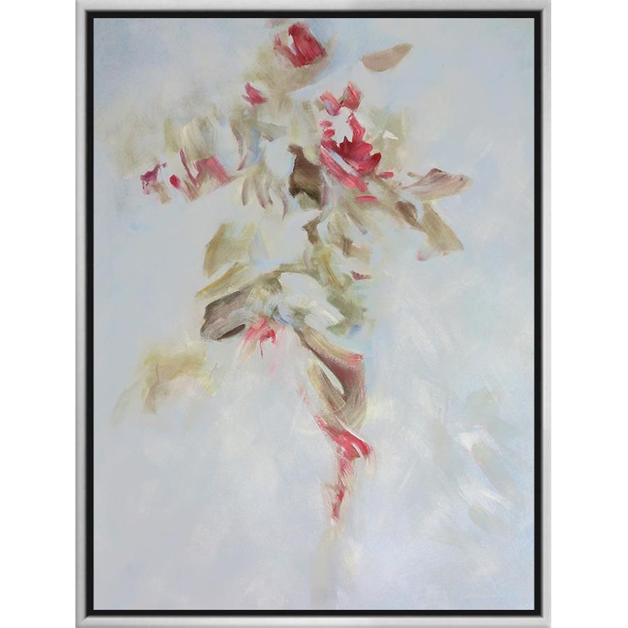 FH7002C02 Hand-Painted Original Oil on Matte Canvas, framed Floating in a Contemporary Silver Floater Frame #7662. This frame has a 2in profile in black. Finished Size: W 38.00 in x H 49.00 in