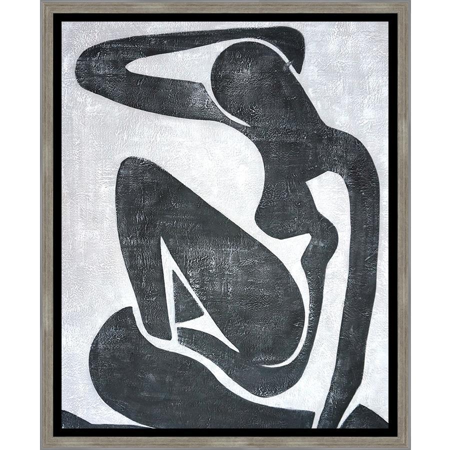 FH7021C01 Hand-Painted Original Oil on Matte Canvas, framed in a Contemporary Silver Frame #10105. This frame has a black 2.125in profile. Finished Size: W 50.00 in x H 62.00 in
