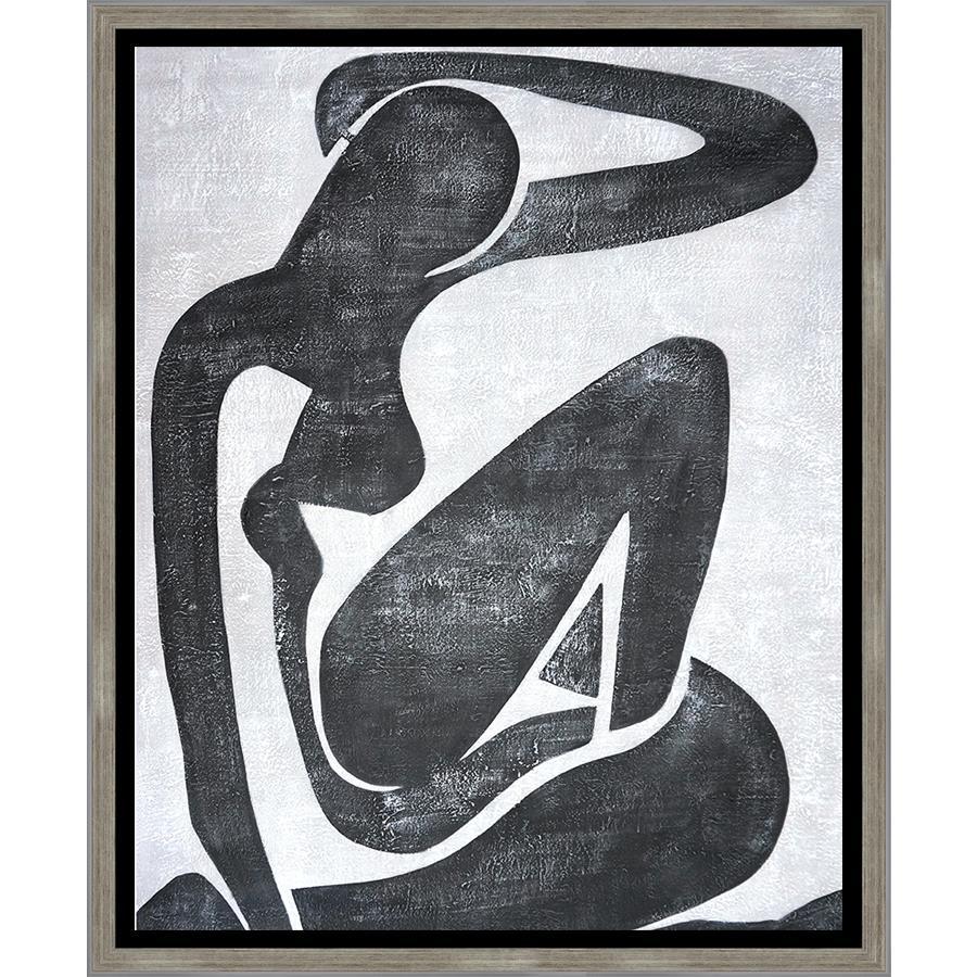 FH7021C02 Hand-Painted Original Oil on Matte Canvas, framed in a Contemporary Silver Frame #10105. This frame has a black 2.125in profile. Finished Size: W 50.00 in x H 62.00 in