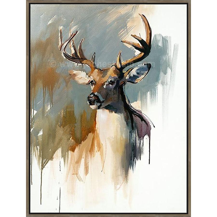 FH8021C01 Hand-Painted Original Oil on Matte Canvas, framed Floating in a Contemporary Silver Floater Frame #7662. This frame has a 2in profile in black. Finished Size: W 38.00 in x H 50.00 in