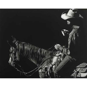 COWBOY SCRATCHBOARD I by Julie T. Chapman , Item#CG002097C, Matte Canvas, Art, Giclée on Canvas, Horizontal, Small