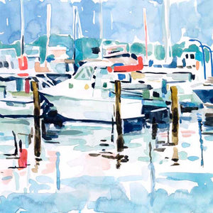 WATERCOLOR MARINA I by Emma Scarvey , Item#CG002255C, Matte Canvas, Art, Giclée on Canvas, Square, Small