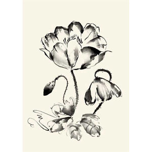 INK WASH FLORAL IV - POPPY by Nan Rae , Item#CG003637C, Matte Canvas, Art, Giclée on Canvas, Vertical, Small