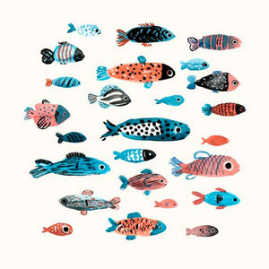 FISH SCHOOL I by Annie Warren, Item#CG006273P, Matte Paper, Art, Giclée on Paper, Square, Small