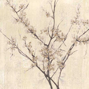 NEUTRAL BLOSSOMS ON CREAM I by Jennifer Goldberger , Item#CG006967P, Matte Paper, Art, Giclée on Paper, Square, Small
