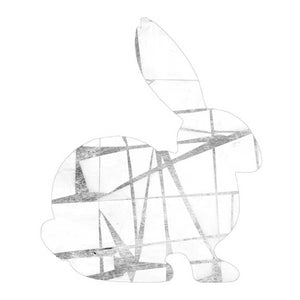 GEOMETRIC RABBIT IN SILVER II by Jennifer Goldberger , Item#CG007218C, Matte Canvas, Art, Giclée on Canvas, Square, Small