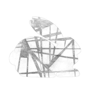 GEOMETRIC RABBIT IN SILVER IV by Jennifer Goldberger , Item#CG007220P, Matte Paper, Art, Giclée on Paper, Square, Small