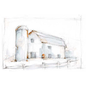 BARNYARD PENCIL SKETCH II by Ethan Harper , Item#CG007697C, Matte Canvas, Art, Giclée on Canvas, Horizontal, Small