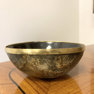 Horn Bowl with Brass Trim
