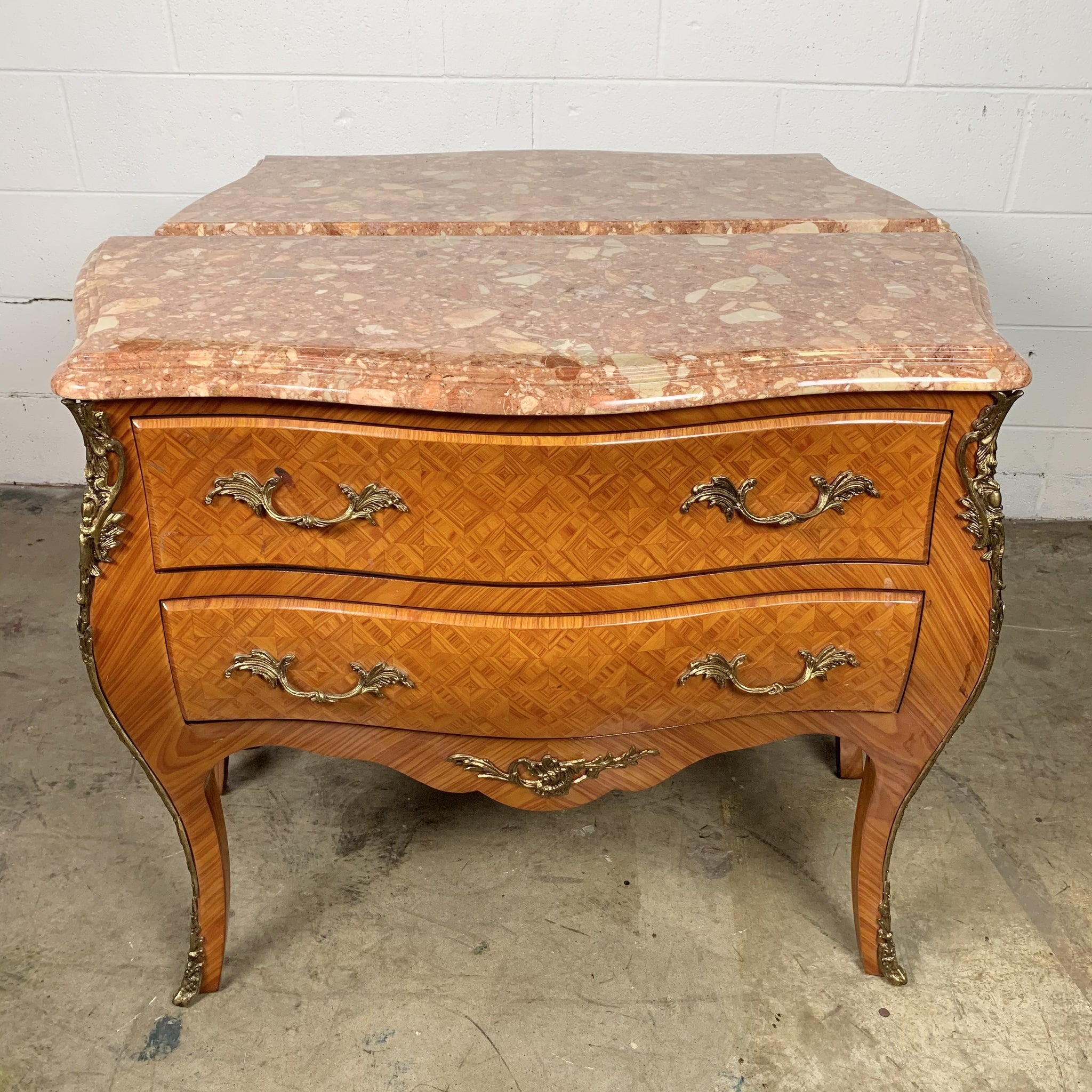 Imported LXV Brown Commode with Marble Top