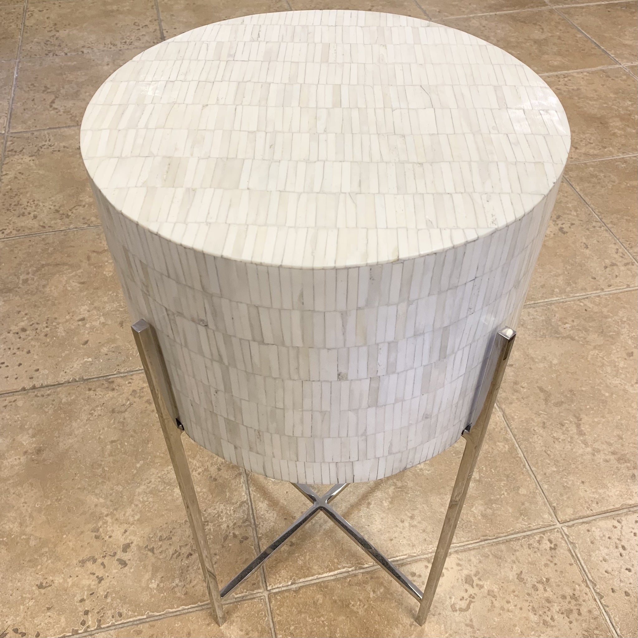 White and Silver Side Table