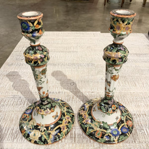 Imported Porcelain Black and White Candlesticks