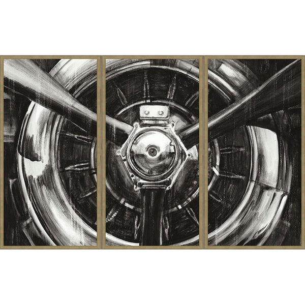 FG4T01P00 Giclée Triptych on Matte Paper, framed in Frame#7441 (Contemporary Silver) Finished Size: W 63.00 in x H 27.00 in
